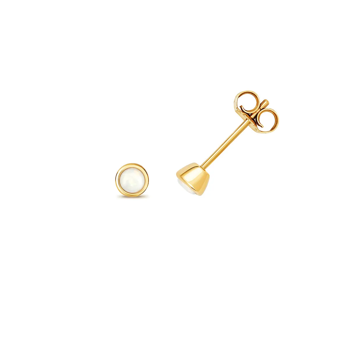 Birthstone Rubover Stud Earrings | 9K Yellow Gold