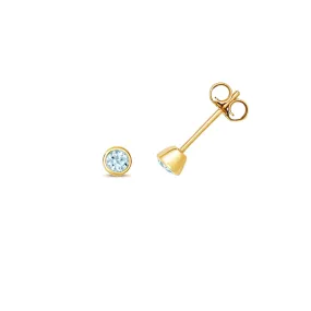 Birthstone Rubover Stud Earrings | 9K Yellow Gold