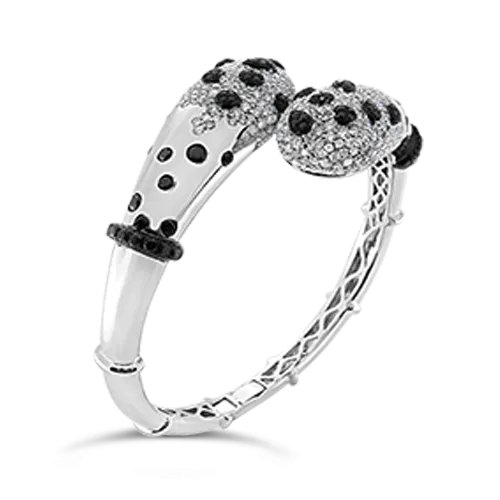 Black & White Diamond Bypass Cuff Bracelet