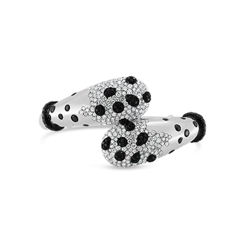 Black & White Diamond Bypass Cuff Bracelet