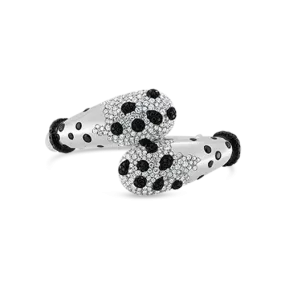 Black & White Diamond Bypass Cuff Bracelet