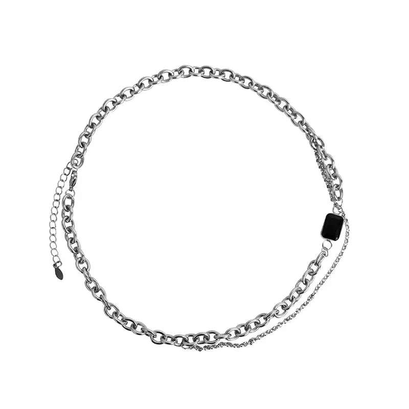 Black Gem Double Necklace