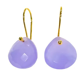 Briolette-Cut Light Purple Chalcedony Dangle Earrings