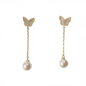 Butterfly Mother of Pearl Dangle Earrings