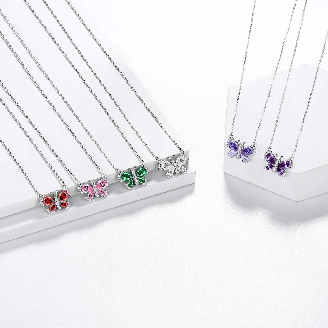 Butterfly Necklace Birthstone May Emerald Pendant Women Girls Jewelry Birthday Gift