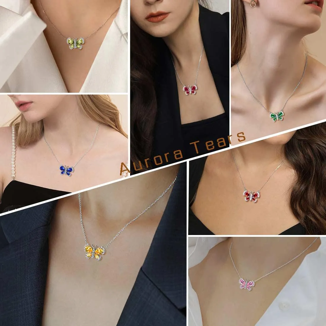 Butterfly Necklace Birthstone May Emerald Pendant Women Girls Jewelry Birthday Gift