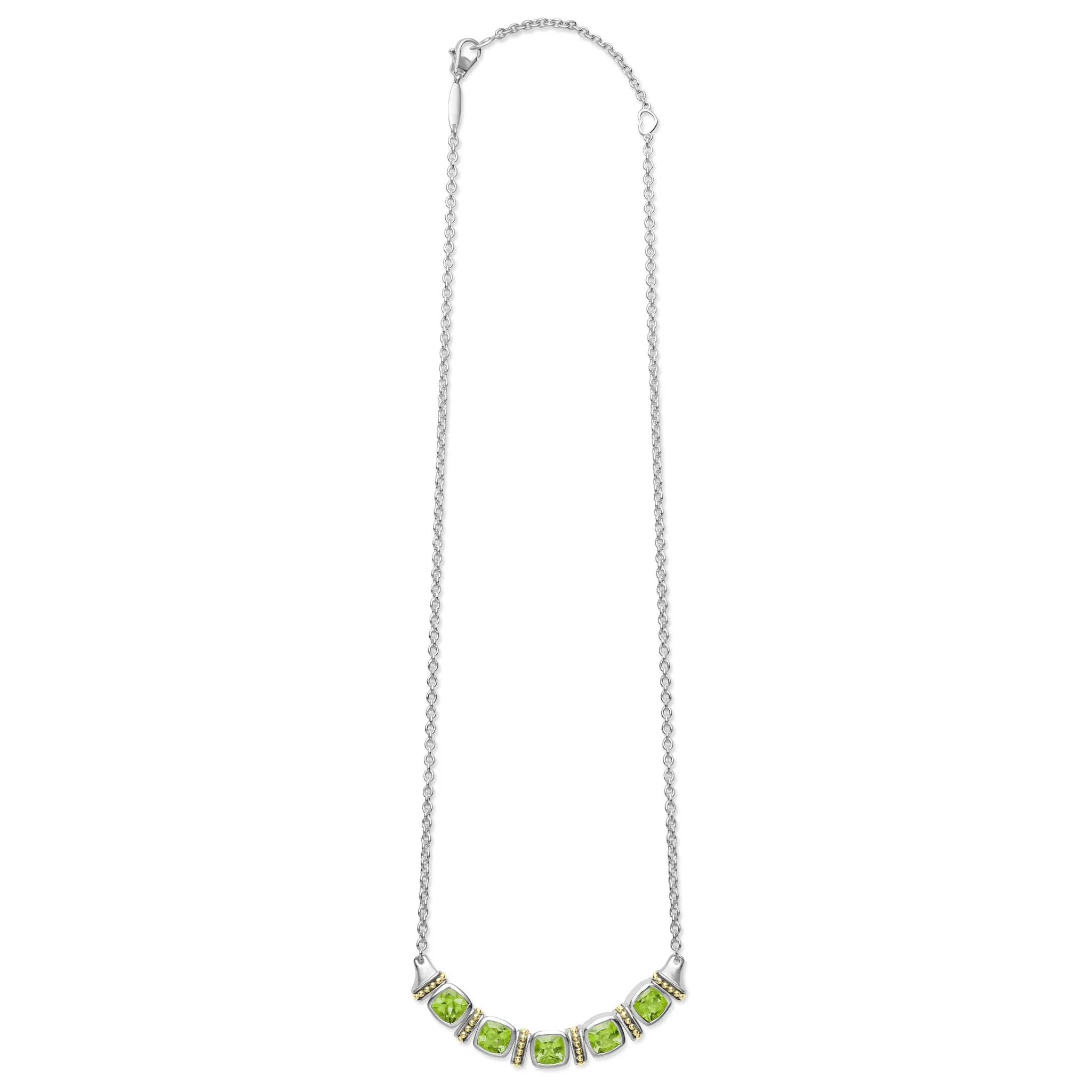 Caviar Color Five Station Peridot Necklace