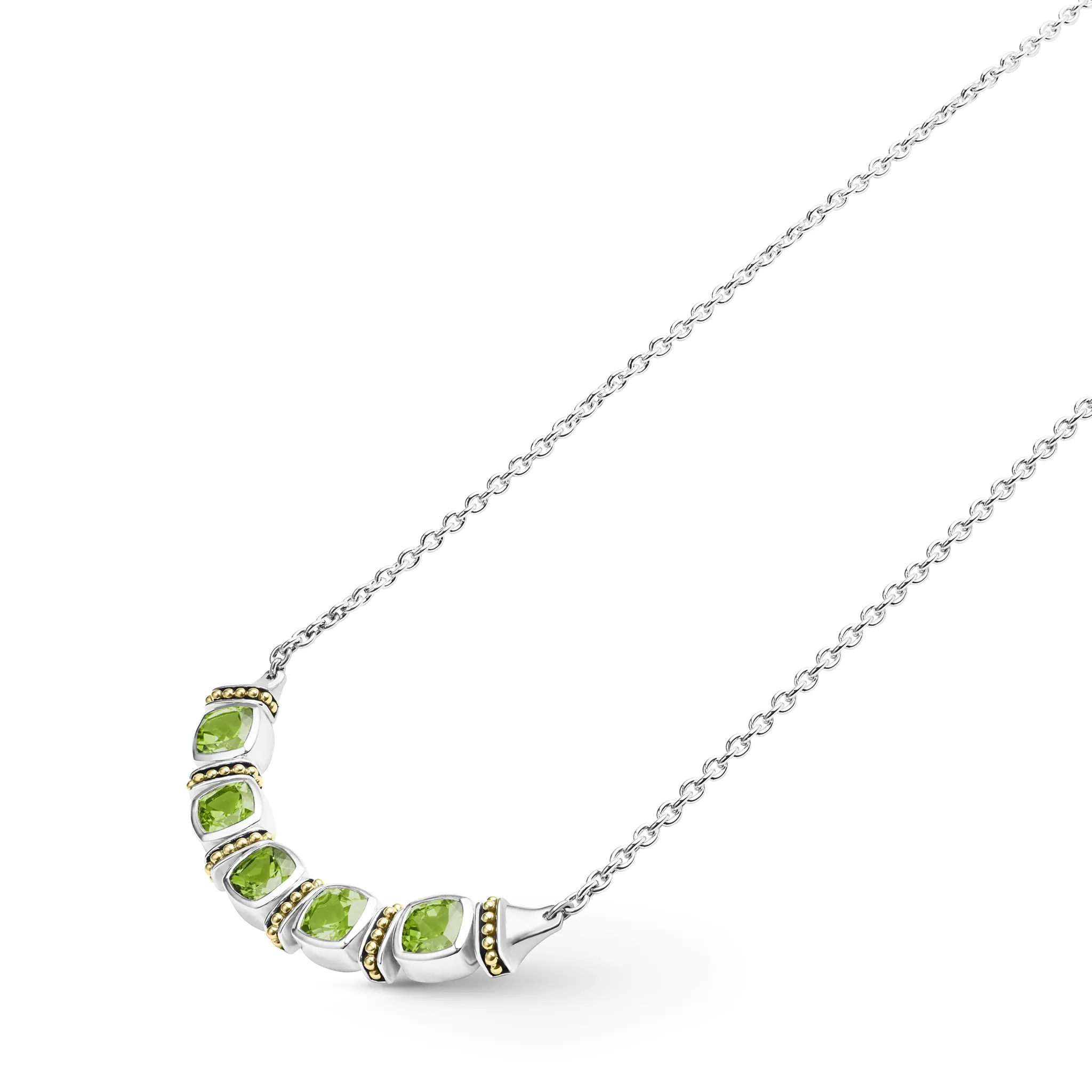 Caviar Color Five Station Peridot Necklace