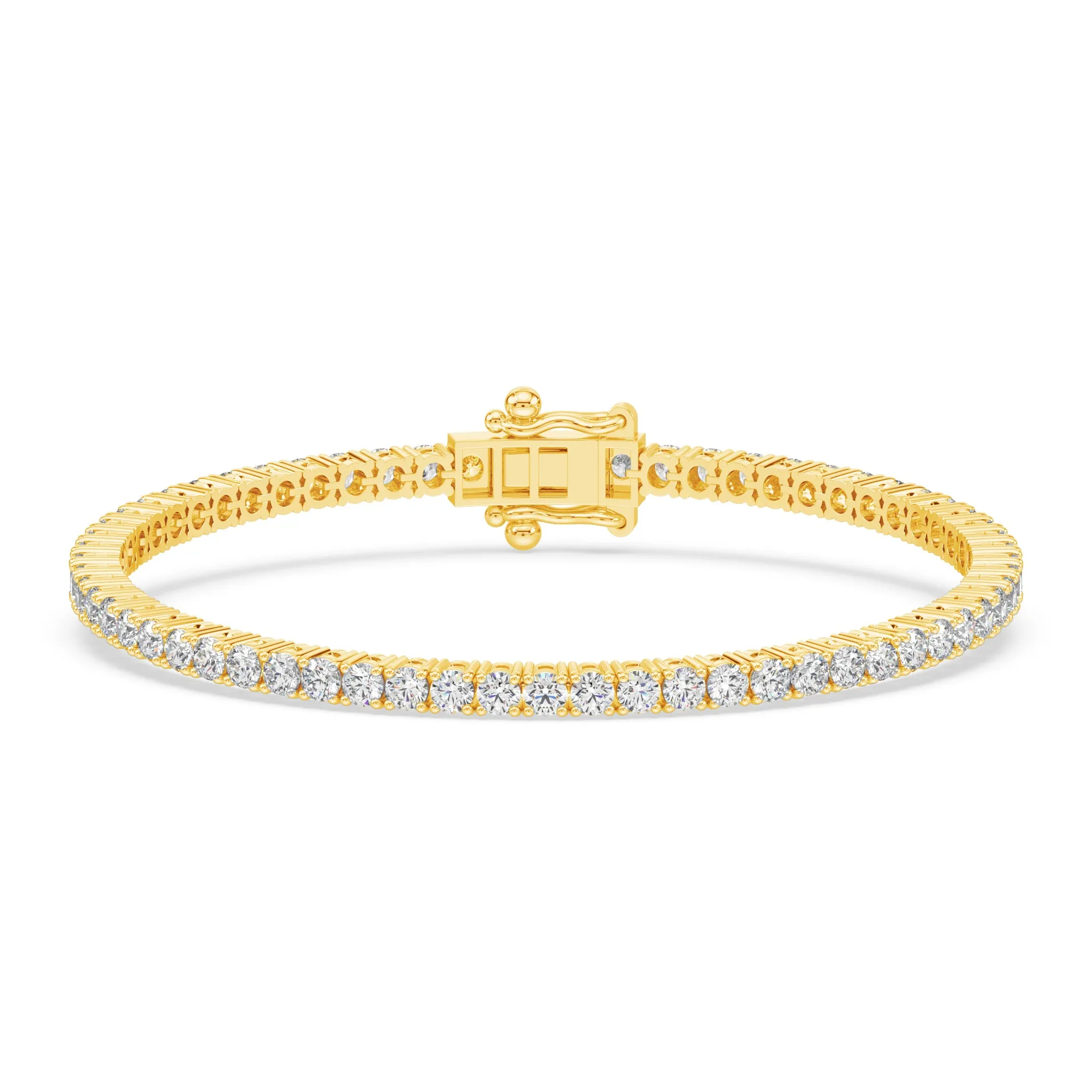 Celebration 9ct Yellow Gold Round Cut 5.00 Carat tw of Lab Grown Diamonds Tennis Bracelet