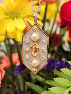 Celestial Large Hexagon Mother of Pearl Pendant