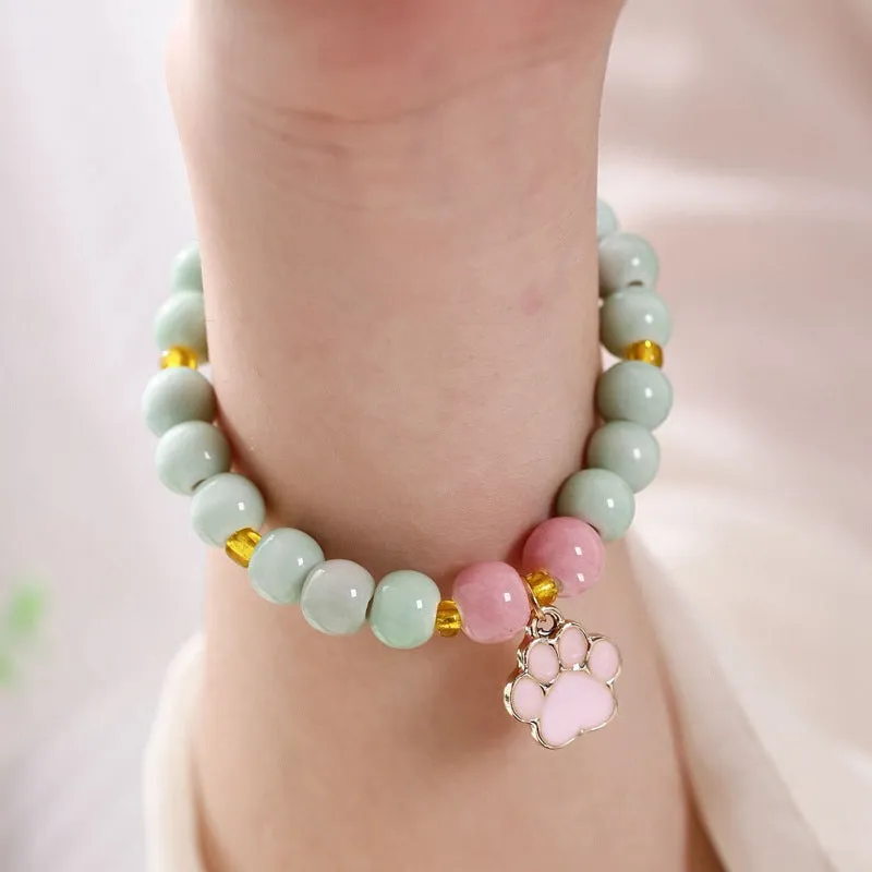 Ceramic Bracelet Cute Foot Bracelet Small Fresh Black Bracelet Couple Men and Women