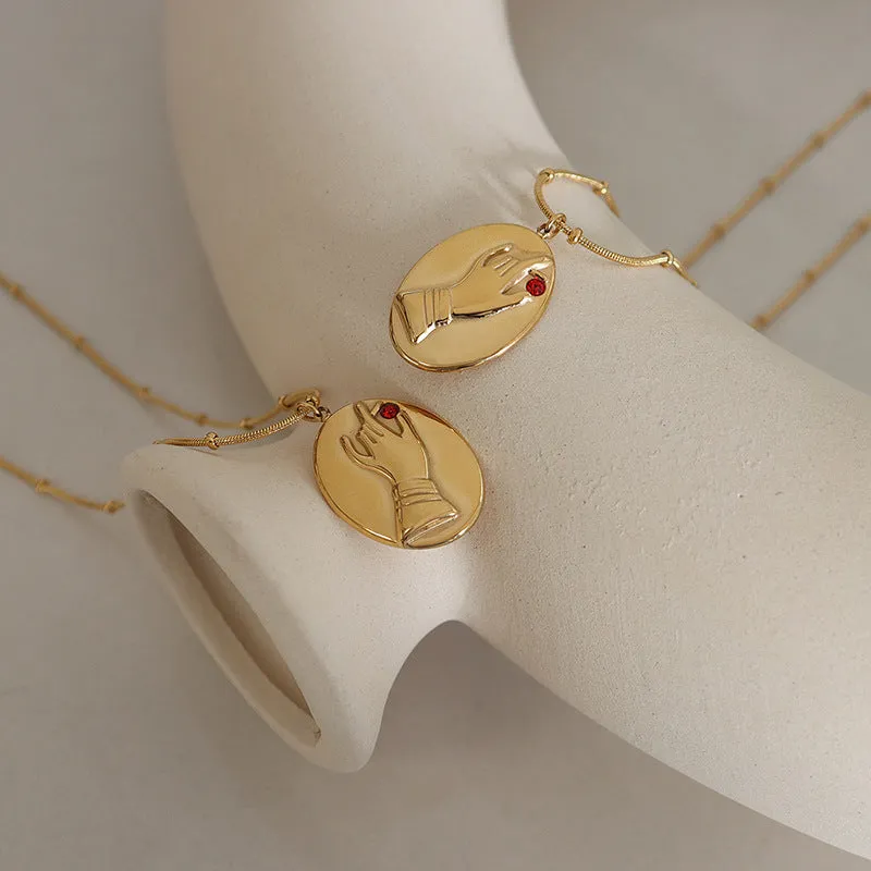 Chic Gemstone Collarbone Necklace with Zircon Details