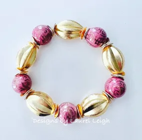 Chinoiserie Pink & Gold Bracelet