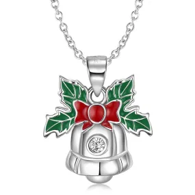 Christmas Bell Zircon Silver Necklace