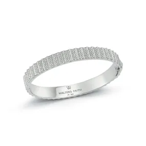 CII 18K WHITE GOLD AND ALL DIAMOND FLUTED BANGLE BRACELET