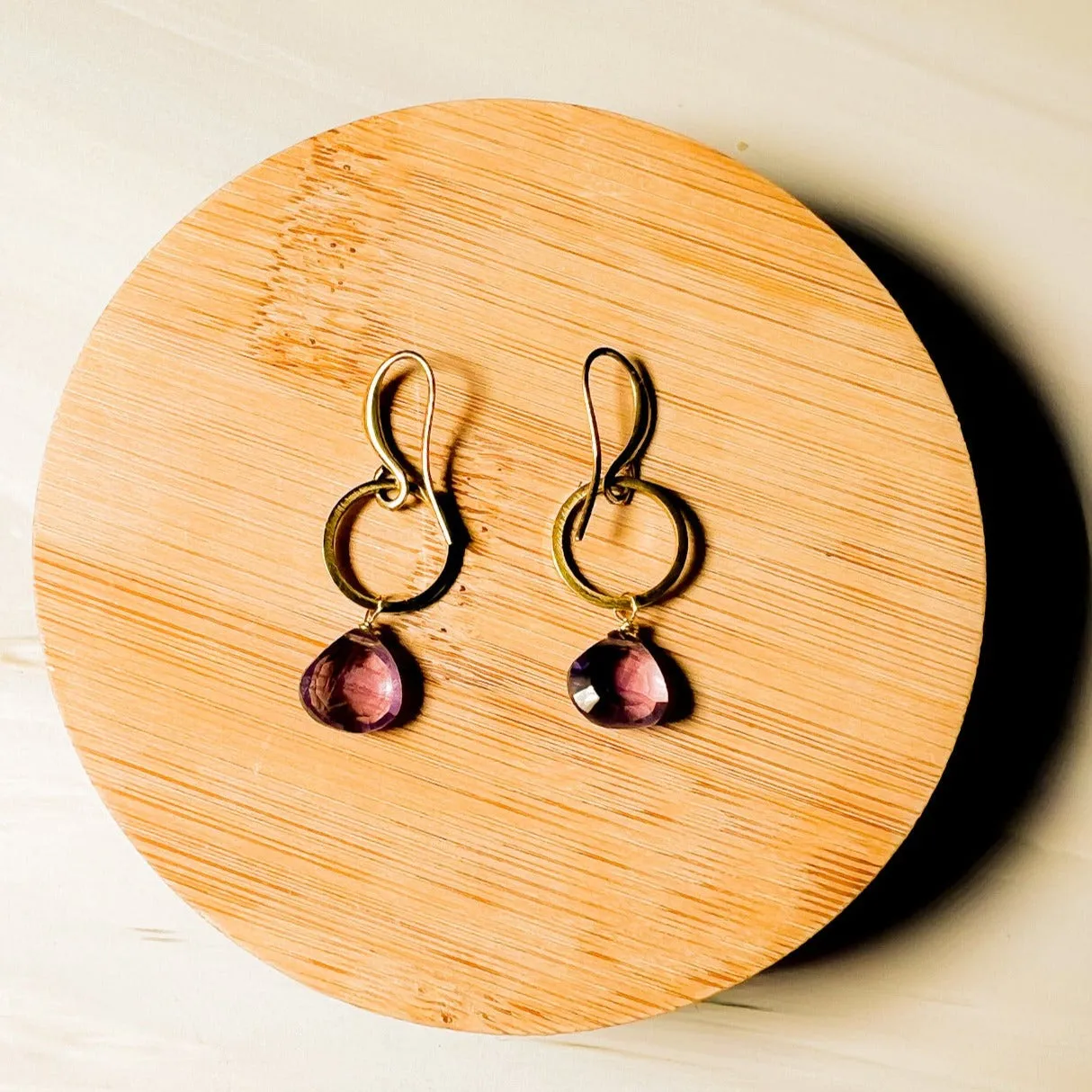 Circle Gemstone Earrings