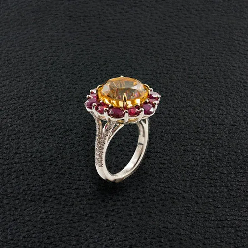 Citrine, Ruby & Red Spinel Ring