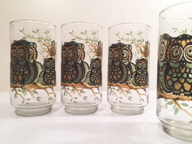 Classic 1970's Retro Owl Medium Size Glasses (Set of 4)