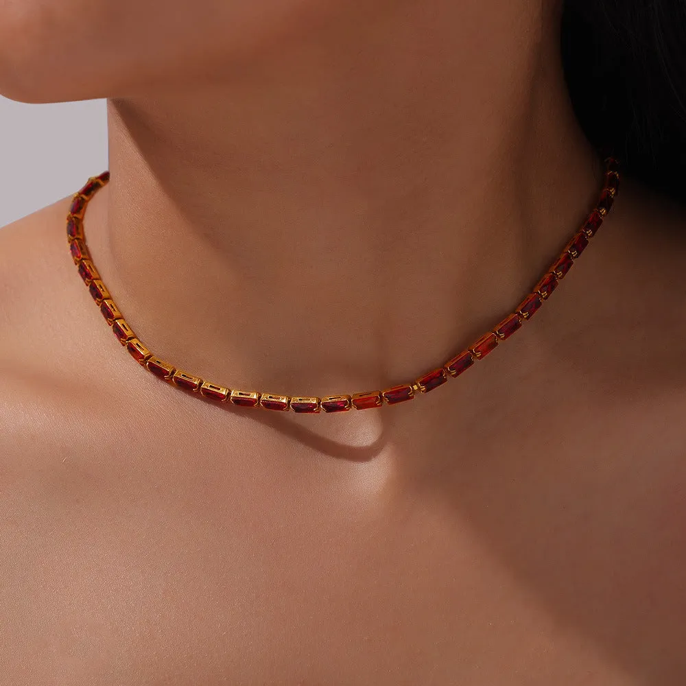 Colorful Zircon Personalized Necklace - Elegant Women's Fashion Jewelry