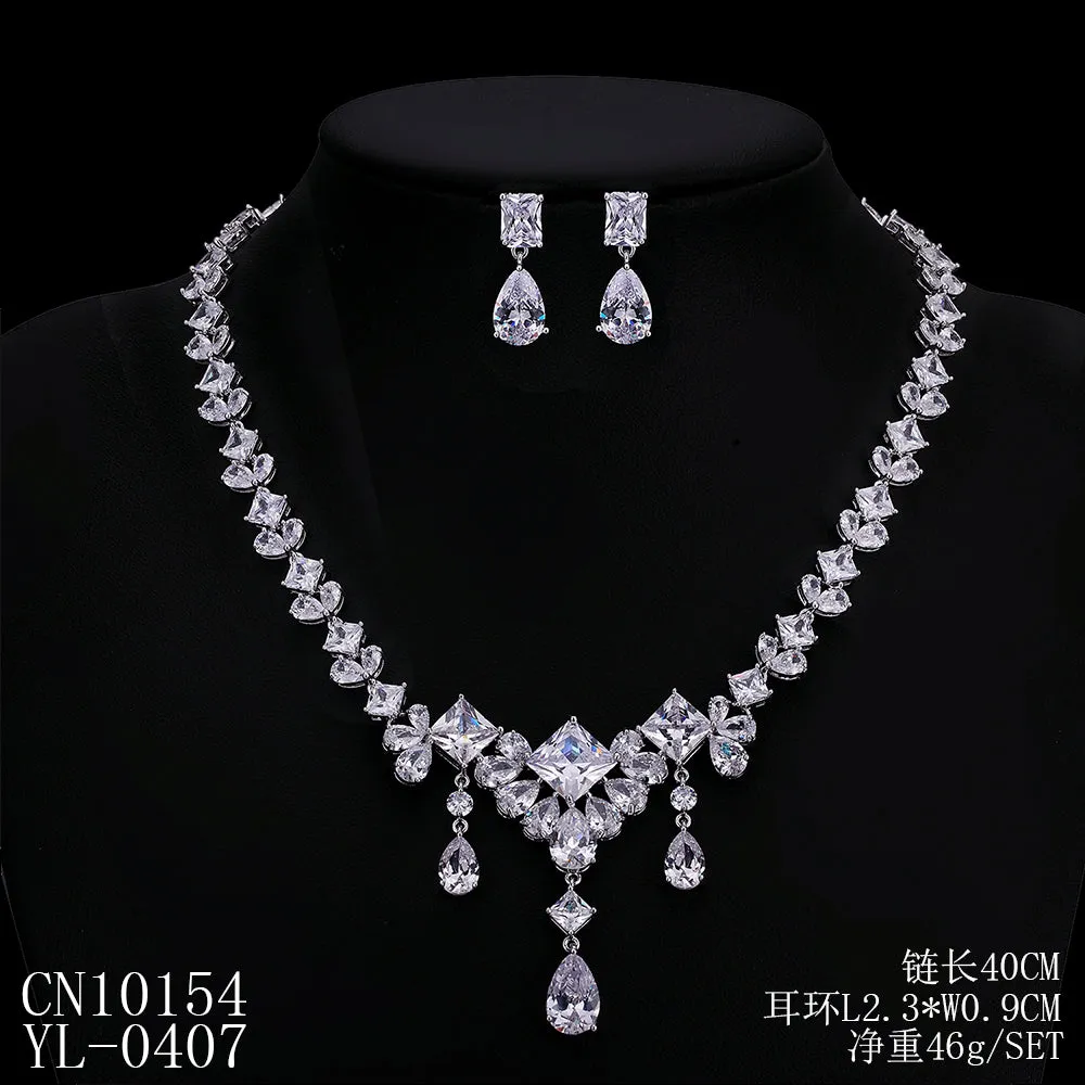 Cubic zirconia Bride Necklace Earring Set for Wedding,Bridesmaid Accessories  CN10154