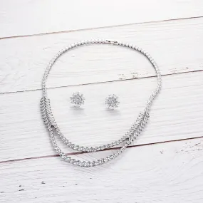 Cubic zirconia bride wedding necklace earring set CN10190