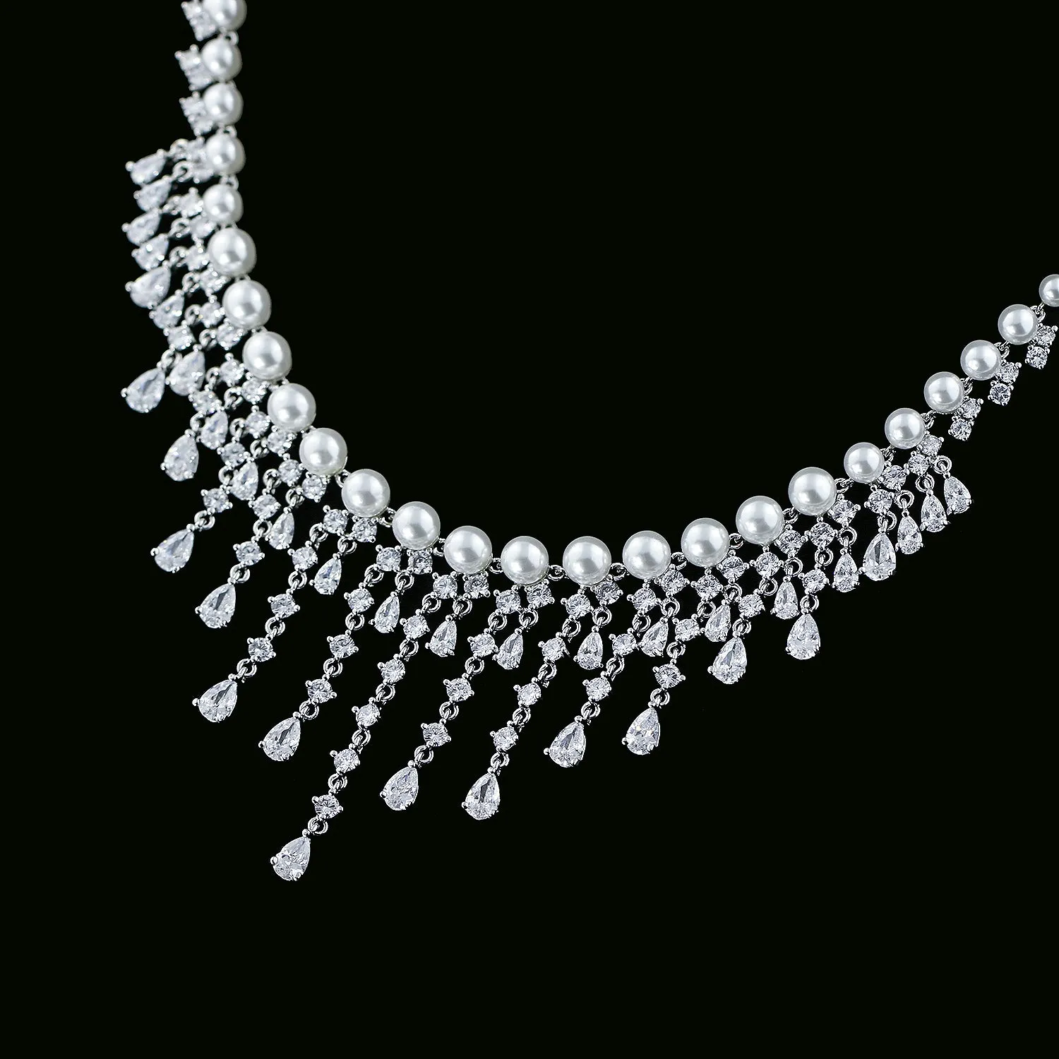 Cubic zirconia bride wedding necklace earring set CN10249