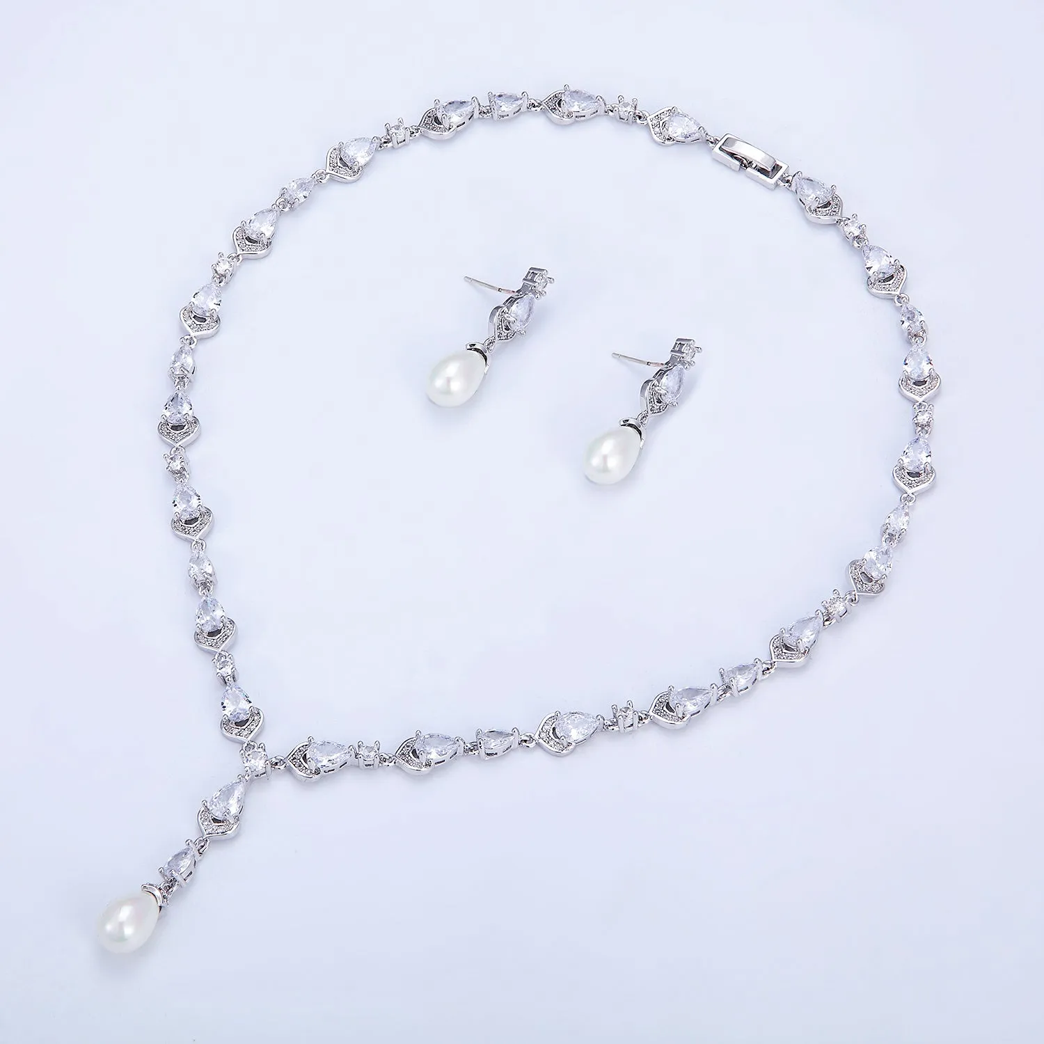 Cubic zirconia bride wedding necklace earring set CN10284