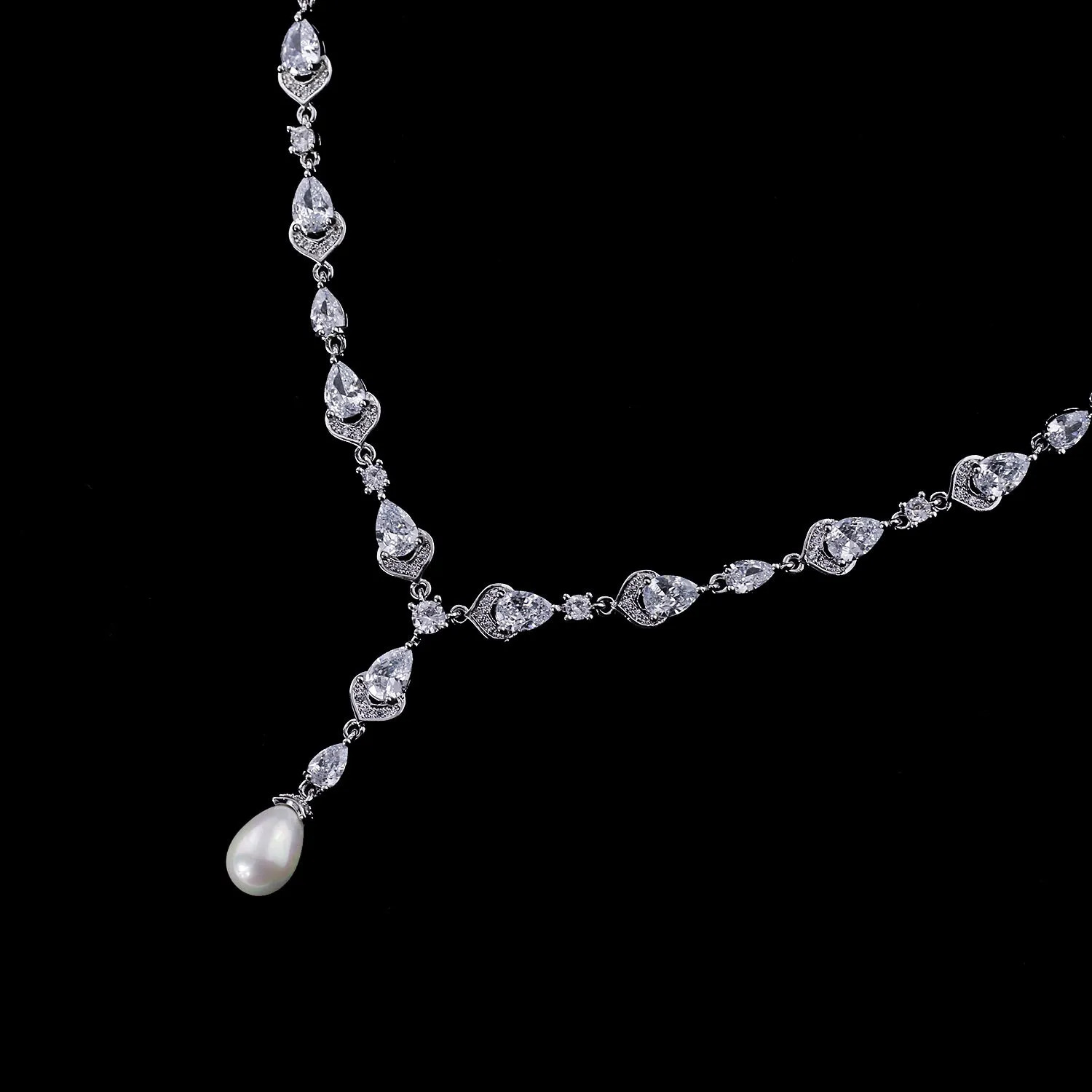 Cubic zirconia bride wedding necklace earring set CN10284