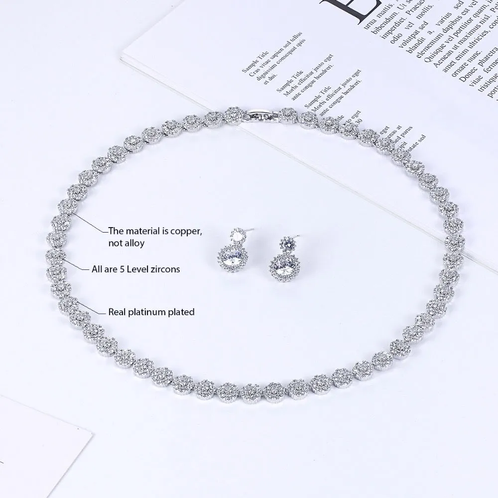 Cubic zirconia bride wedding necklace earring set top quality  CN10066