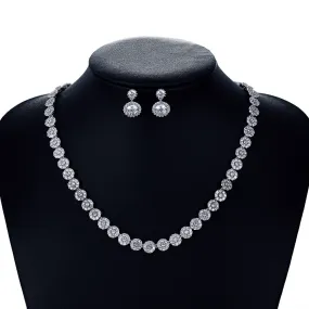 Cubic zirconia bride wedding necklace earring set top quality  CN10066