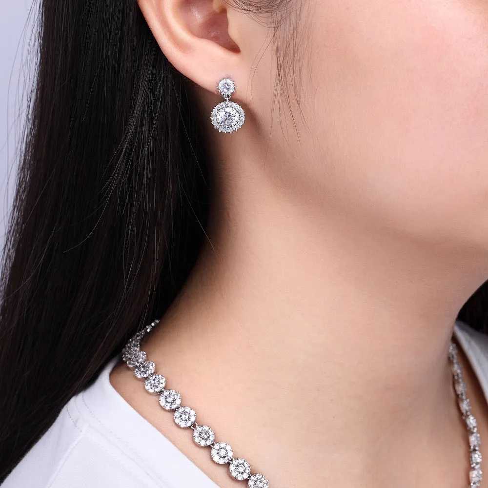 Cubic zirconia bride wedding necklace earring set top quality  CN10066
