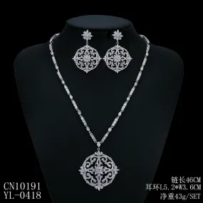 Cubic zirconia bride wedding necklace earring set top quality  CN10191
