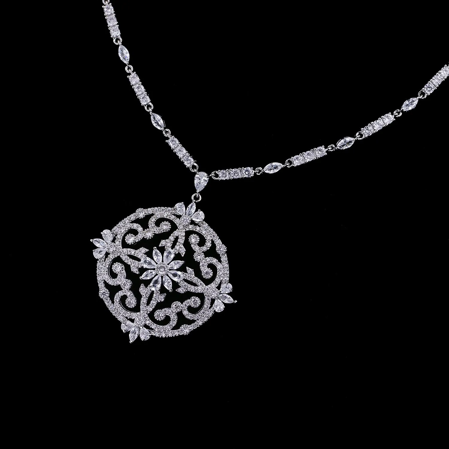 Cubic zirconia bride wedding necklace earring set top quality  CN10191