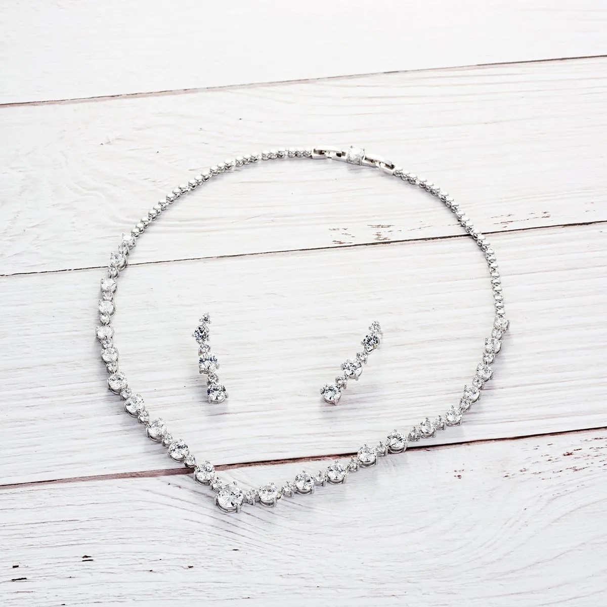 Cubic  zirconia bride wedding necklace earring sets CN10155