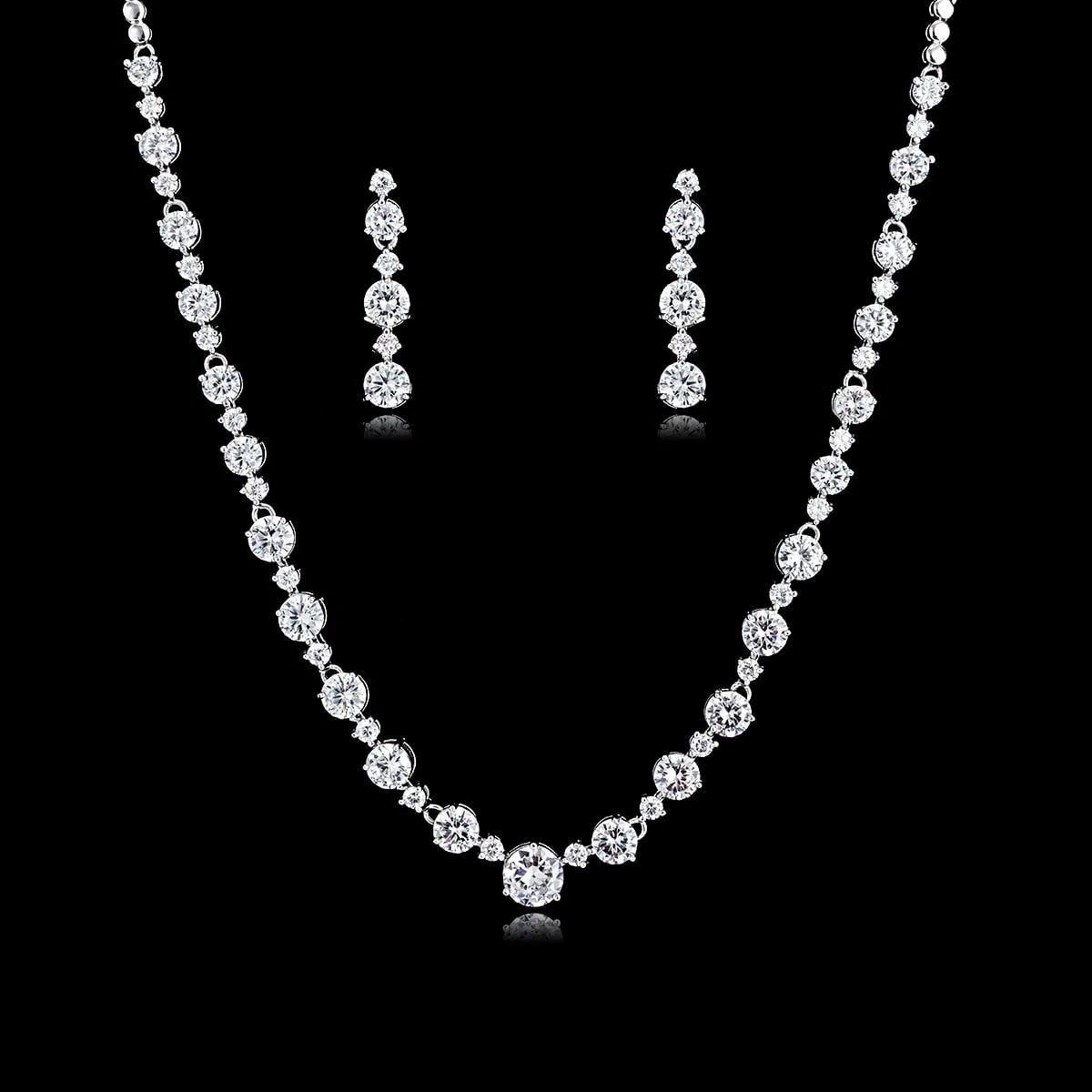 Cubic  zirconia bride wedding necklace earring sets CN10155