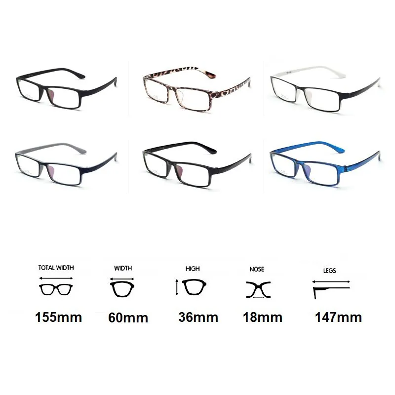 Cubojue Unisex Full Rim 155mm Oversized Square Tr 90 Titanium Myopic Reading Glasses