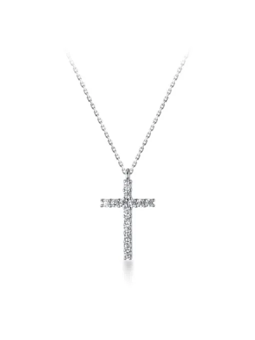 Daily Cross Necklace CZ Cubic Zirconia 18k Gold Plated 925 Sterling Silver Skinny Cross Necklace