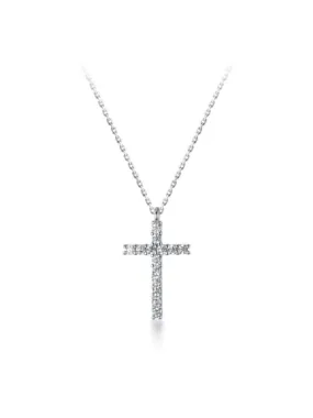 Daily Cross Necklace CZ Cubic Zirconia 18k Gold Plated 925 Sterling Silver Skinny Cross Necklace