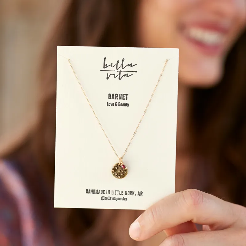 Dainty Birthstone Button Charm Necklace