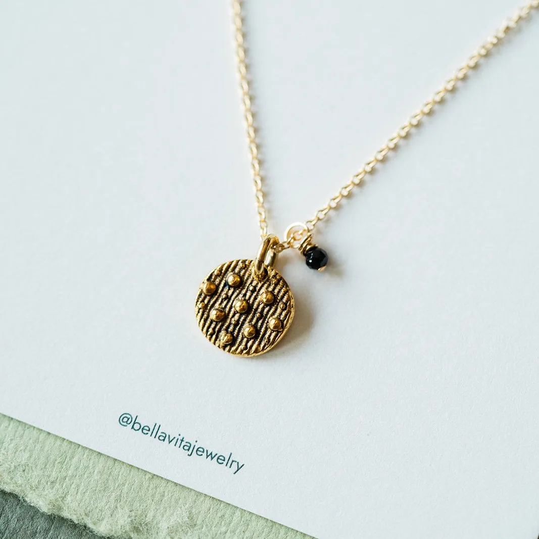 Dainty Birthstone Button Charm Necklace
