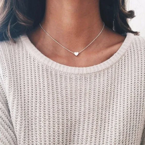 Dainty Heart Necklace Silver