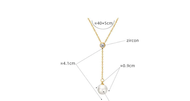 Dainty White Zircon Pearl Drop Y Necklace