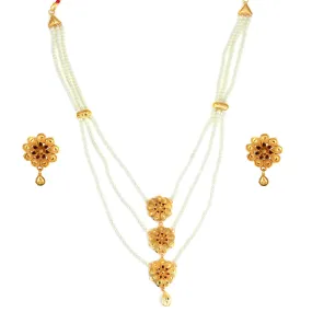 Daisy Embraced White Beaded Necklace Set