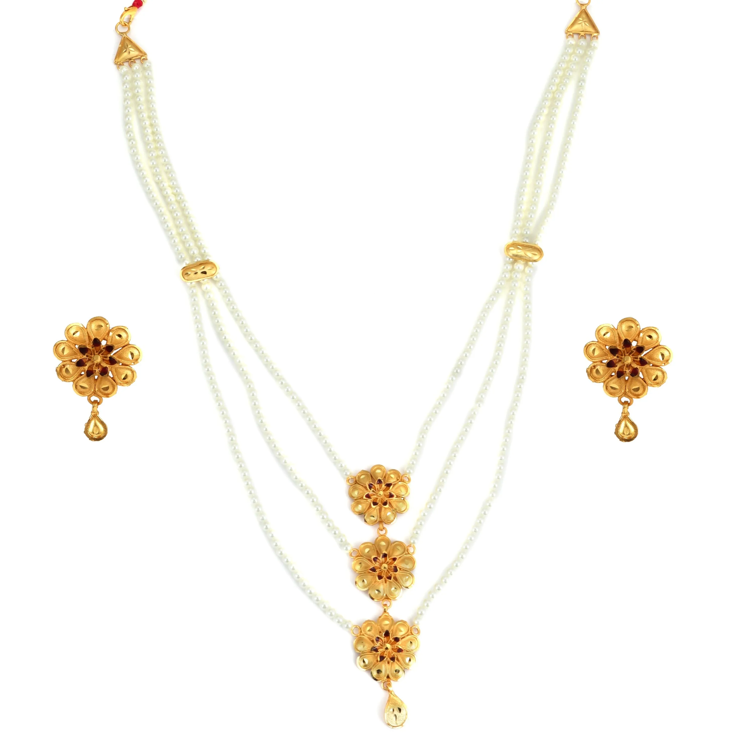 Daisy Embraced White Beaded Necklace Set