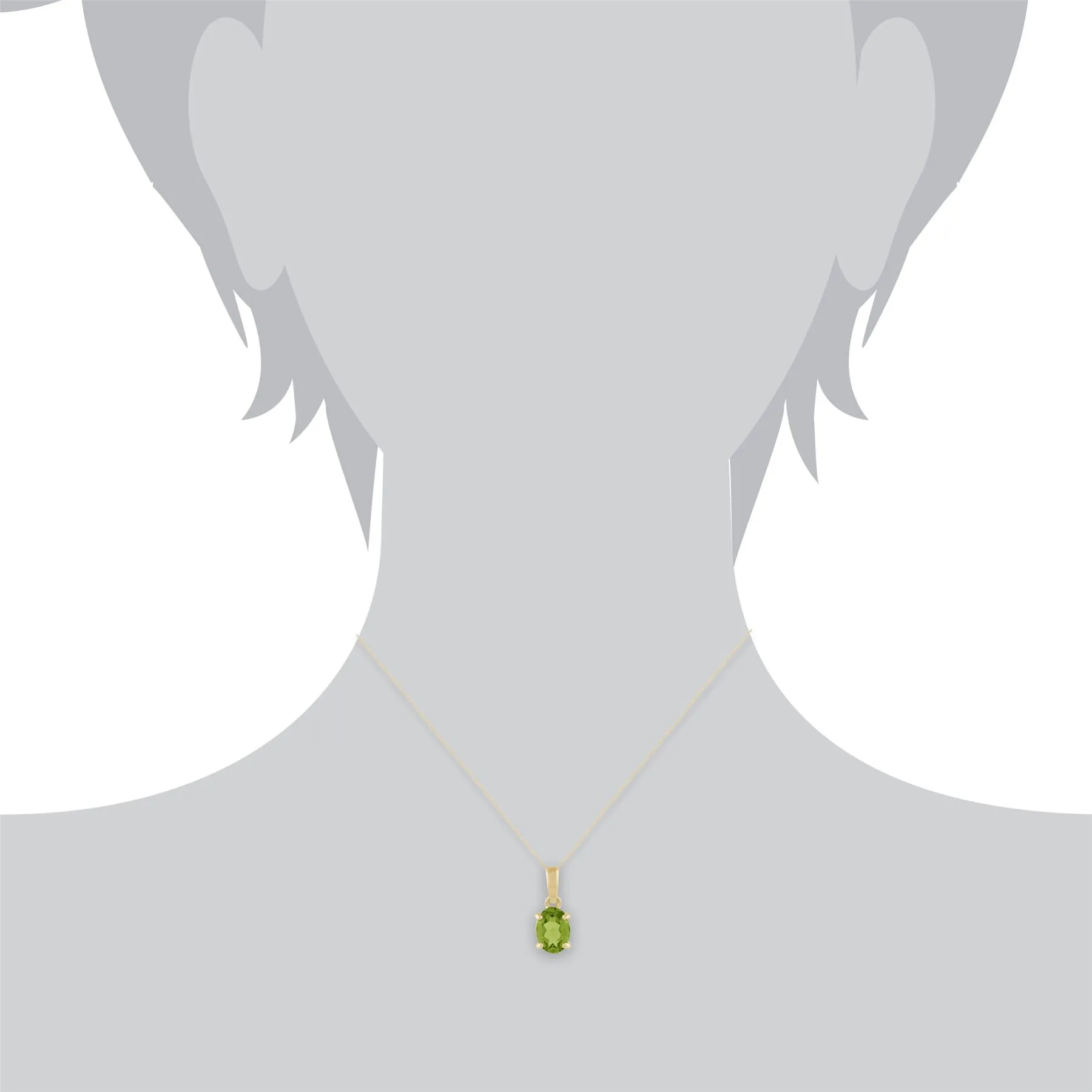 Damen 375 Gold 9ct Gelbgold Oval Peridot Klassische Klaue Anhänger Set Grün 45cm 8x6mm