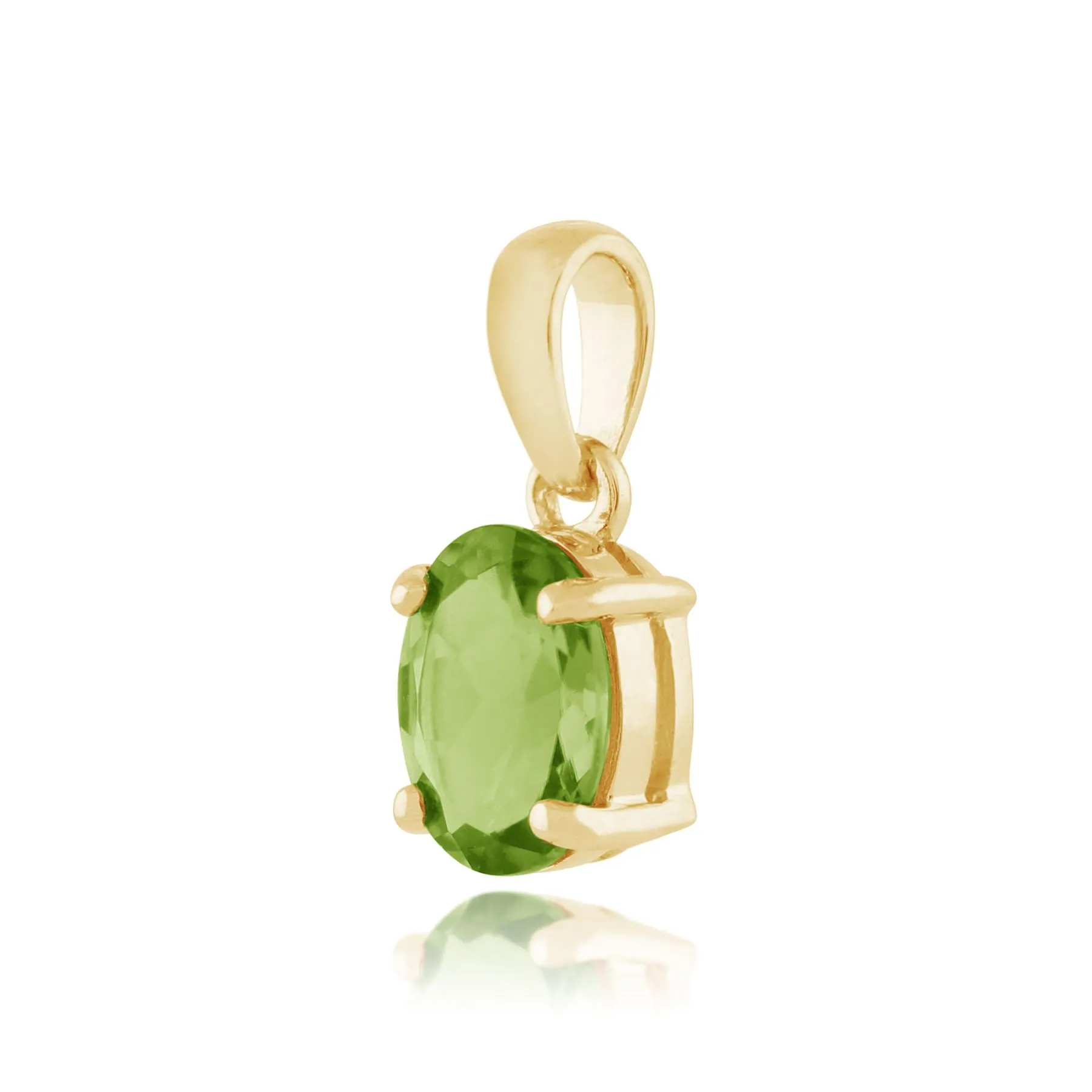 Damen 375 Gold 9ct Gelbgold Oval Peridot Klassische Klaue Anhänger Set Grün 45cm 8x6mm