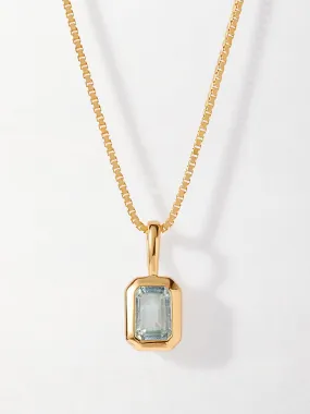 Deco blue topaz December birthstone necklace