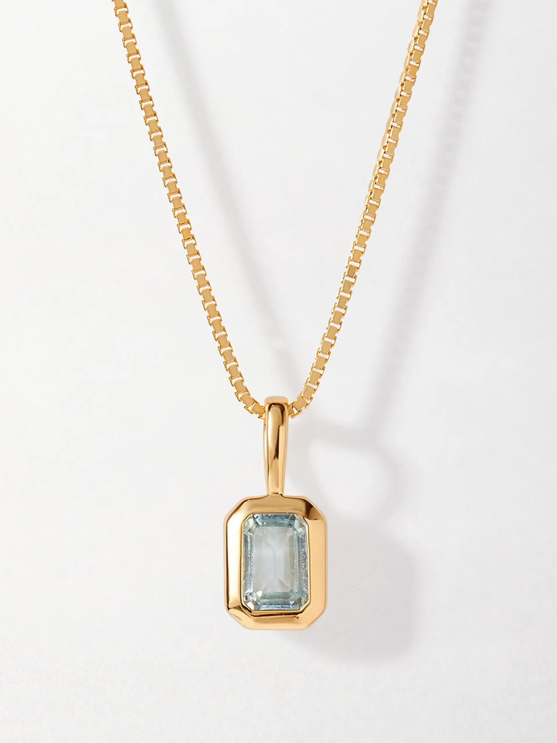 Deco blue topaz December birthstone necklace