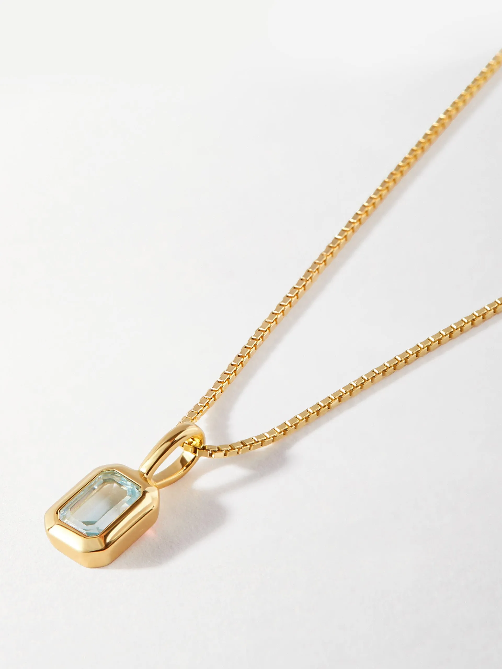 Deco blue topaz December birthstone necklace