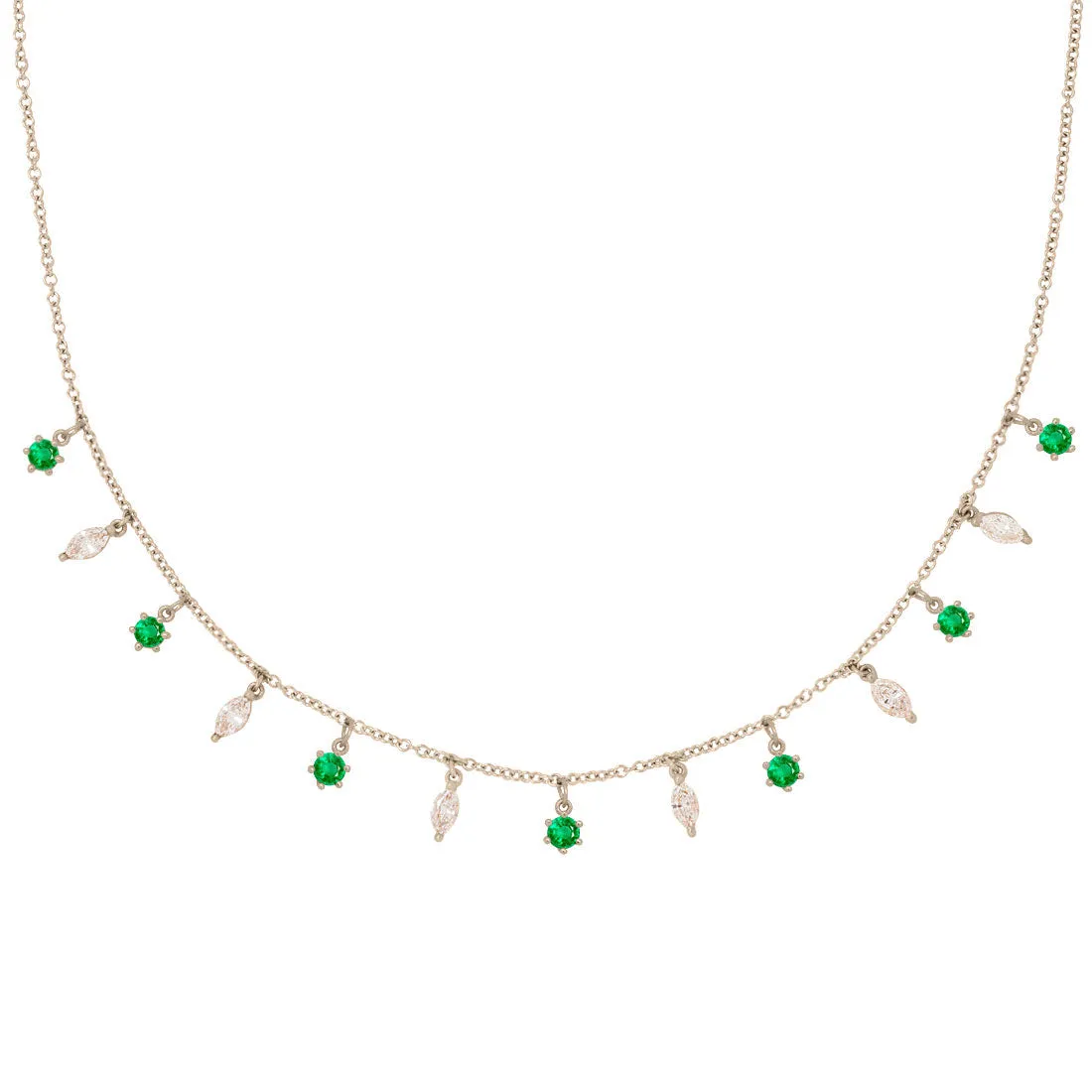 Demeter Marquise Fringe Necklace, 13 Charms